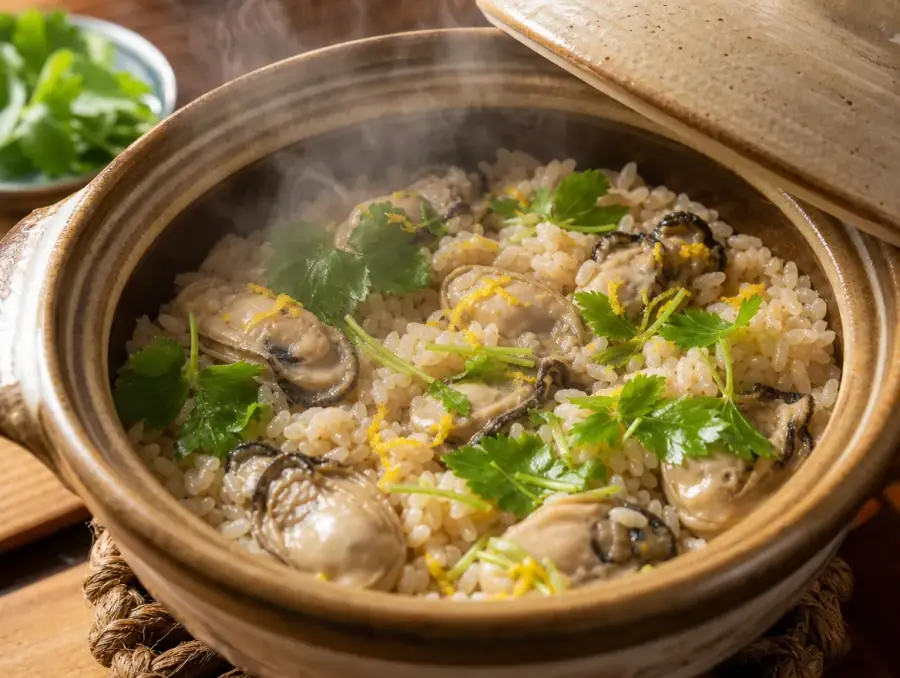 牡蠣の炊込み土鍋ご飯
